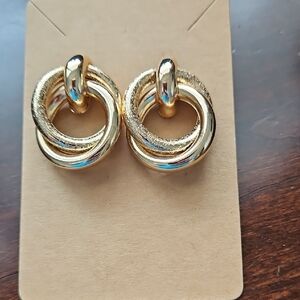 Elegant Gold-Tone Interlocking Hoop Earrings